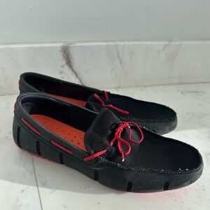 SWIMS Braided Lace Loafers - Navy red